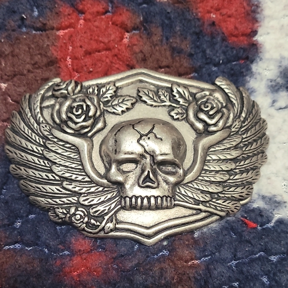 Levi's Silver Skull Belt with Winged Design
